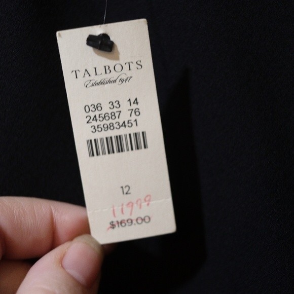 Talbots Black Bubble Hem Belted Dress NWT Sleeveless Career Cocktail 14 - Picture 13 of 13